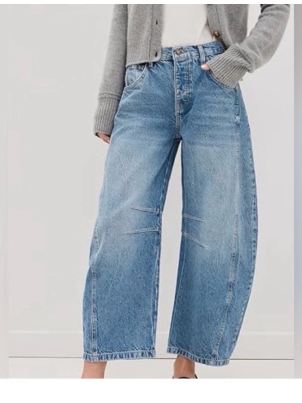 We The Free Blue Barrel Jeans